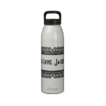 Ornamental blanco y negro del art déco personaliza botella de agua reutilizable