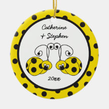 Ornamento amarillo deshilvanado de los pares de la ornamento de navidad