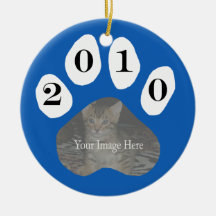 Ornamento azul de la foto del mascota de la pata d adorno para reyes