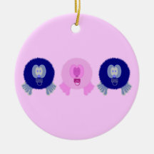 Ornamento azul y rosado de los bebés de Pom Pom Adorno De Reyes