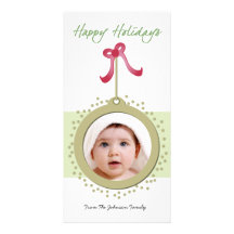 Ornamento bonito con photocard rojo del día de fie tarjeta fotográfica personalizada