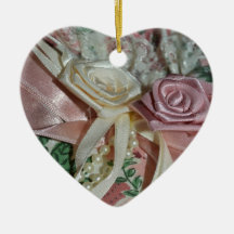 Ornamento:  Corazón, rosas, gotas, vintage, hecho  Adorno De Reyes