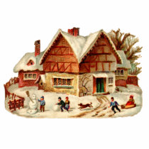 Ornamento de la Navidad del pueblo del invierno de esculturas fotograficas