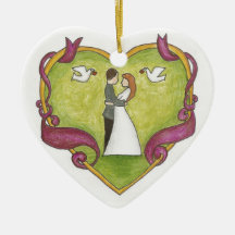Ornamento de los pares del corazón del boda ornamentos de reyes