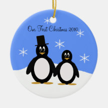 Ornamento de los pares del pingüino. 2 adornos