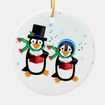 Ornamento de los pingüinos de Caroling Ornamento Para Reyes Magos