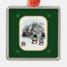 Ornamento de los pingüinos de Caroling del Victori Ornaments Para Arbol De Navidad