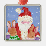 Ornamento de Navidad de Santa y de los conejos