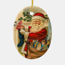 Ornamento de Papá Noel del vintage Adorno De Navidad