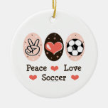 Ornamento del fútbol del amor de la paz ornamento para arbol de navidad