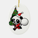 Ornamento del navidad de la panda de Santa Adorno De Navidad