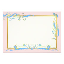 Ornamento floral del azul y del oro invitacion personalizada