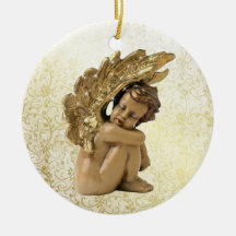 Ornamento floral del damasco del ángel del vintage ornamentos para reyes magos