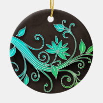 Ornamento floral del verde azul adornos