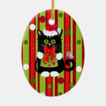 Ornamento lindo del navidad con el gato y el petir adornos de navidad