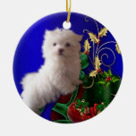 Ornamento maltés del perro de perrito adorno de navidad