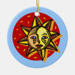 Ornamento observado azul de Sun Adorno De Navidad