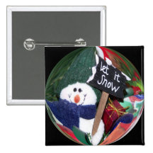 Ornamento redondo del muñeco de nieve pins