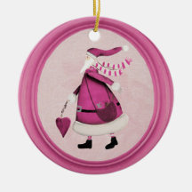 Ornamento retro rosado caprichoso de Santa Ornato