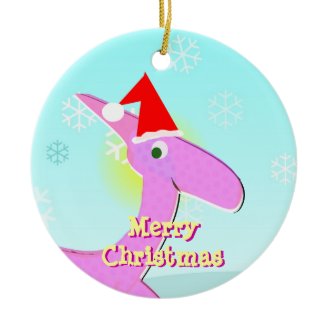 Ornamento rosado del dinosaurio del dibujo animado adornos de navidad