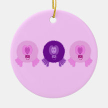Ornamento rosado y púrpura de los bebés de Pom Pom Ornamento De Reyes Magos