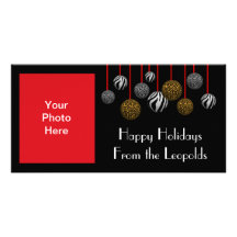 Ornamentos adaptables del leopardo y de la cebra tarjeta con foto personalizada