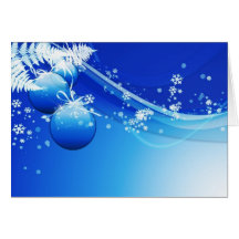 Ornamentos azules del árbol de navidad tarjetón