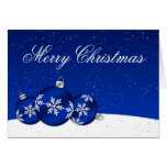 Ornamentos del copo de nieve del navidad azul y bl felicitación