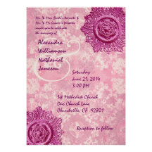 Ornamentos rosados del vintage y plantilla floral  invitaciones personalizada
