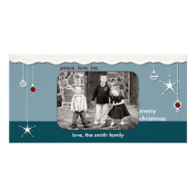 Ornamentos y navidad de la nieve que saluda tarjeta con foto personalizada