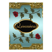 Oro 4 de la fiesta de cumpleaños de Quinceanera Invitación