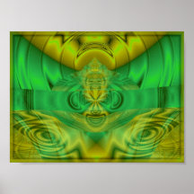 Oro brillante e impresión verde poster
