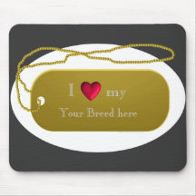 Oro de Dogtag 24k "amo plantilla de mi perro" Alfombrillas De Raton