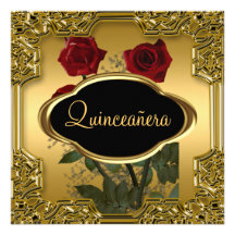 Oro de la fiesta de cumpleaños de Quinceanera Invitacion Personal