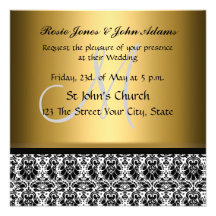 Oro de la invitación del boda del damasco