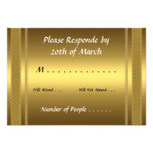 Oro de la tarjeta de RSVP Comunicados Personales