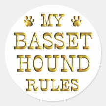 Oro de las reglas de Basset Hound Pegatinas