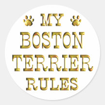 Oro de las reglas de Boston Terrier Pegatina