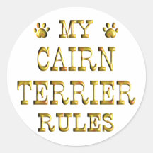Oro de las reglas de Terrier de mojón Etiquetas Redondas