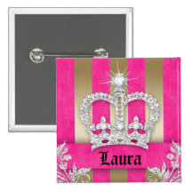 Oro de princesa Crown Pink Stripes Brooch de la jo