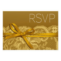 Oro de RSVP de la cinta y del cordón de los arcos Invitación Personalizada