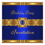 Oro del cumpleaños de la invitación en la joya del