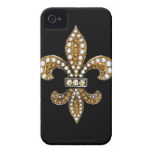 Oro del personalizar de Flor New Orleans de la flo Case-Mate iPhone 4 Carcasa