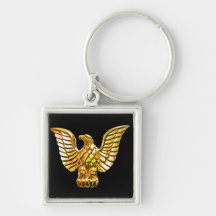 Oro, Eagle de oro en fondo negro Llaveros