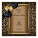 Oro elegante del café del damasco del negro de la  invitacion personalizada