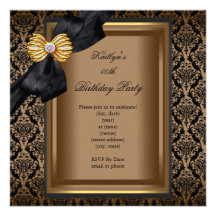 Oro elegante del café del damasco del negro de la  invitacion personalizada