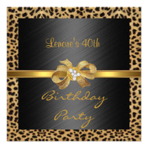 Oro elegante del leopardo del cumpleaños de la inv