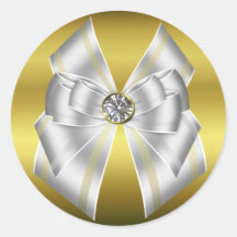 Oro elegante y sello blanco del sobre del boda etiqueta redonda