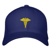 Oro médico del caduceo gorra bordada