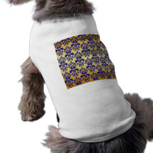 Oro, modelo 2 del damasco de los azules marinos camisetas de perrito